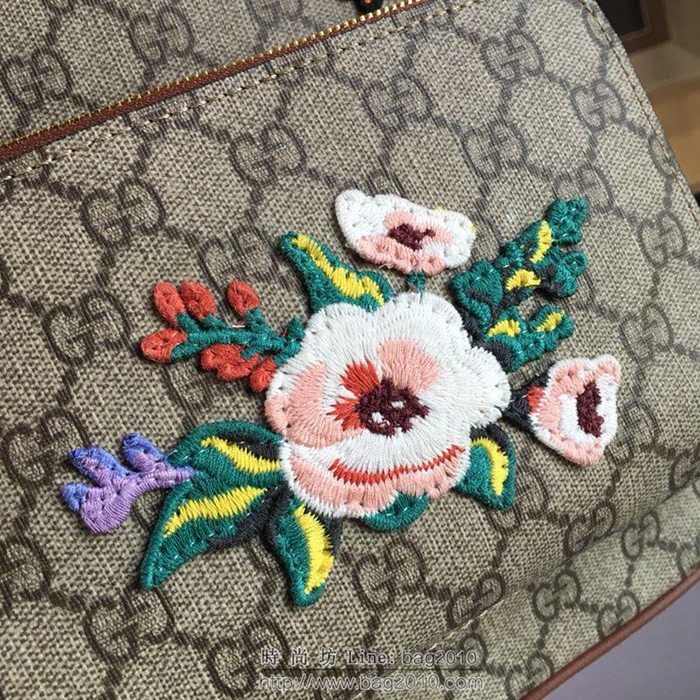 GUCCI 古馳女包 新款 427042 pvc刺繡 古奇奢侈品女包 花鳥印花圖案 雙肩包 女款背包